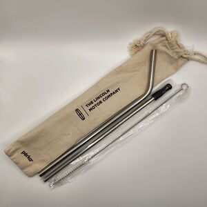 The Lincoln Motor Company - Perka® Avila 5-Piece Stainless Steel Straw Set w/Bru